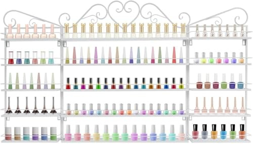 Scaffali Porta Smalti Per Unghie Montati, Conservazione dello smalto for unghie, supporto for organizer multifunzionale for salone/bellezza/negozio di unghie, supporto for scaffale for smalto(White)