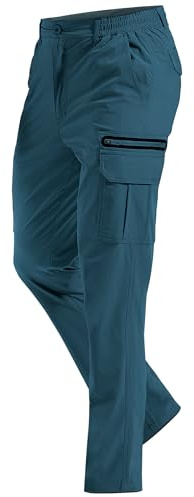 MOURCE Pantalones de senderismo ligeros para hombre, de secado rápido, resistentes al agua, con 7 bolsillos, para camping, pesca al aire libre, azul celeste, 36W / 30L