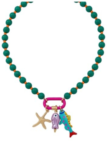 Dazhua sommar fisk snäcka sjöstjärna halsband, färgglada pärlor boho-smycken