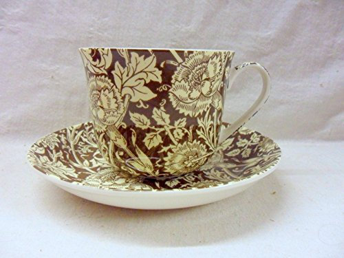 William Morris Pinks on Brown Jumbo Cup and Saucer