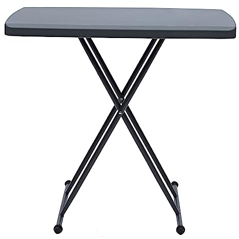 Iceberg Small Camping Personal Folding Table, Heavy Duty Utility Table, Adjustable Height, Charcoal, 19.5” L x 30” W x 28 H