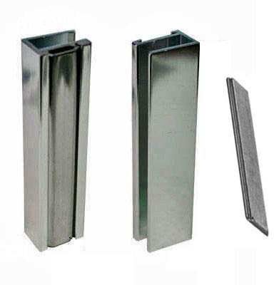 Brushed Nickel Shower Door U-Channel with Metal Strike and Magnet - Set