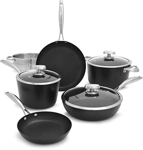 Scanpan PRO IQ 9 Piece Nonstick Cookware Set, Black