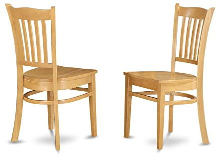 East West Furniture GRC-OAK-W Groton Kitchen Dining Chairs - Slat Back Wooden Seat Chairs, Set of 2, Oak