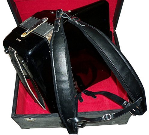 MUSIC FIRST Black Genuine Leather Super Wide Thick Comfortable 96 120 BASS Accordion Shoulder Strap Set Accordion Belt