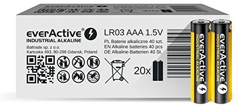 everActive AAA Batterien 40er Pack, Industrial Alkaline, Micro LR03 R03 1.5V, 5 Jahre Haltbarkeit, 40 Stück