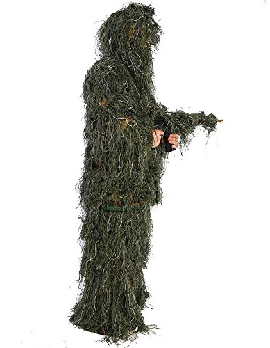 5-piece 3D Ghillie camouflage suit, suit woodland camouflage suit camo camouflage clothing hunting Comes with camouflage storage bag for hunting shooting wildfowling stalking paintball