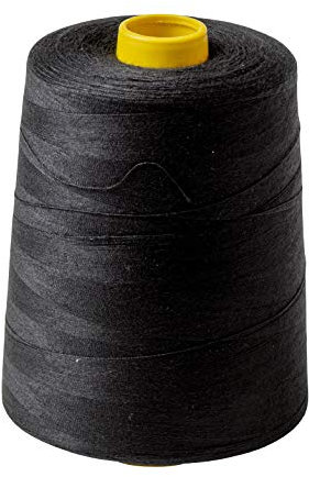 IPEA Schwarz Nähgarn Schwarz für Nähmaschine und Overlock - Große Spule 9000 Meter (10.000 Yard) - Polyestergarn für Nähte - Schwarz - Höhe 12 cm