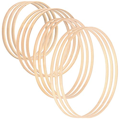 Queta Aros de madera de bambú para flores, 12 unidades, 4 tamaños, para decoración de bodas, atrapasueños y para colgar en la pared (15 cm, 20 cm, 26 cm y 30 cm)