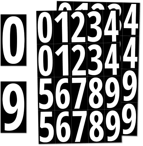 200 Piezas, 75 mm - Pegatinas Números Adhesivos, Vinilo Impermeable - Números Blancos