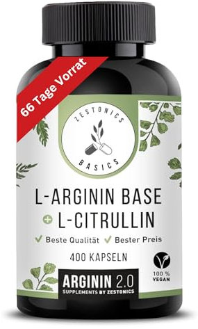 L-Arginin Base 2400mg & L-Citrullin 1200 mg - 400 Kapseln - Zestonics Basics