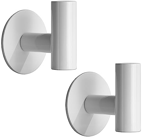 YUET 2 Piezas Adhesivo Gancho De Toalla De Baño, Pegado Chaqueta Metálica Puerta Pesada SUS304 Acero Inoxidable Toalla Bata Armario Ropa Asiento Esponja, Adecuado Para Hoteles De Baño (Blanco)
