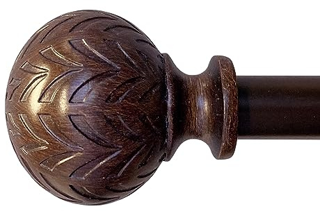 Hermosa - Juego de barras de cortina ajustables de 66 a 122 cm, diámetro de 5/8 pulgadas en color nogal