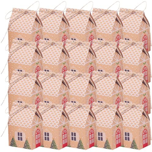 Lot de 20 Boite Cadeau Noel Kraft Calendrier De L'avent À Remplir Emballage Cadeau Noel Petite Boite Chocolat Vide Boite Cadeau Vide pour Bonbons Chocolat Biscuits Cadeaux (B)