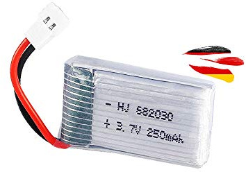 3.7 V 250 mAh 1S Li-Po Battery, Lithium Polymer Battery MX2.0 2P Molex Plug, RC Quadcopter, Drone, Plane, Helicopter, Compatible with Holy Stone HS210, Syma X11-C, WL-Toys V911-S, SU F-35, HW39