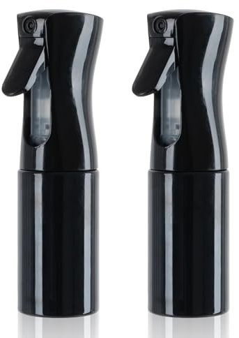 LBJFYHJN 2 flaconi spray per capelli, 200 ml, con nebbia fine continua, per piante, pulizia, alcool, ecc. (nero)