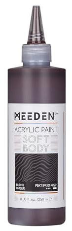 MEEDEN Bränd Umber Akrylfärg: 250ml Mjuk Konsistens Akrylfärg i Matt Finish - Flytande Konstfärger för Konstnärer och Dukmålning
