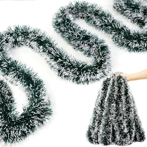 WJXKAZYX Guirnalda Navidad, Guirnalda Verde Oscuro de Navidad, Christmas Garland 10m, Garland, Espumillon Verde