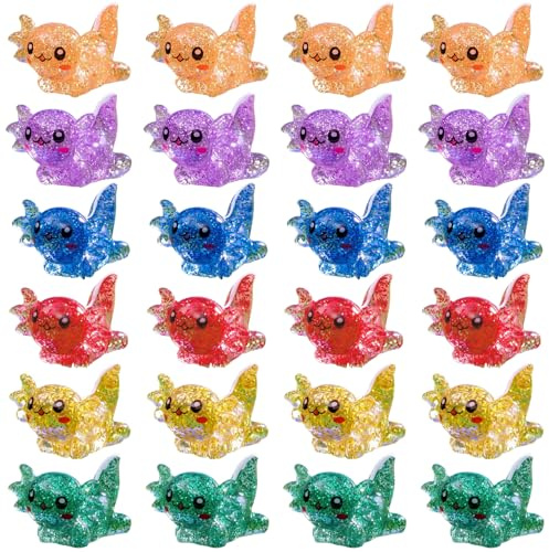 RUGBOL 24 Mini Animales de Resina, Figuras de Animales Pequeños, Adornos de Juguete para Fiestas de Cumpleaños, Decoración de Jardín (6 Colores)