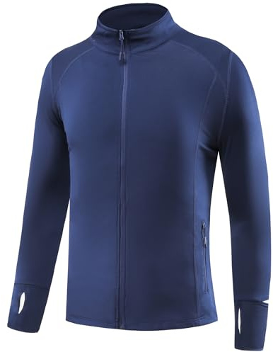 Smatstyle Chaqueta Deportiva Hombre Chaqueta Cortavientos Ligera Bolsillos con Cremallera Jacket Manga Larga con Agujeros para Los Pulgares Secado rápido Transpirable Correr Ciclismo Gym