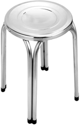 ＡＷＨＡＯ Taburete apilable Redondo de Acero Inoxidable, Comercial, apilable, sin Respaldo, fácil de Limpiar, Multiusos, para Cocina, 42cm