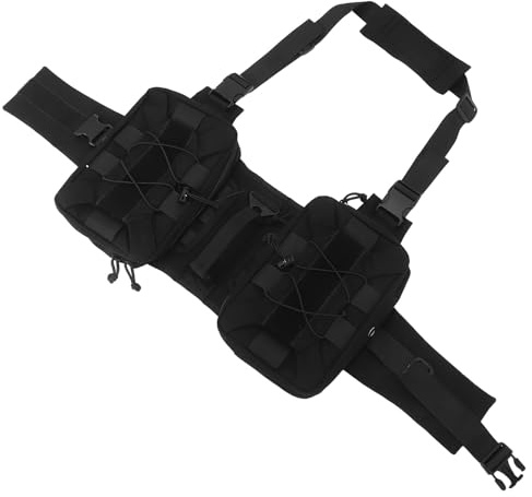 NUOBESTY Sacoche de Selle Noire en Nylon pour Grand Chien avec Poches Latérales Spacieuses Harnais-Paquet à Dos Réglable pour Randonnée Chasse et Voyage Sacoche Légère Adaptée aux