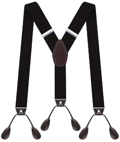 The suspenders Bretelles Vintage pour Homme avec Boutons en Cuir, Style Rétro Y-Back, Élastiques Ajustables