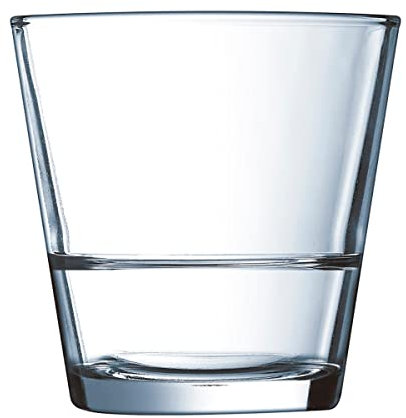 Arcoroc Stack Up Vasos Largos, Glass, sin línea indicadora, 83 mm, 6 Unidades, Whisky 210ml