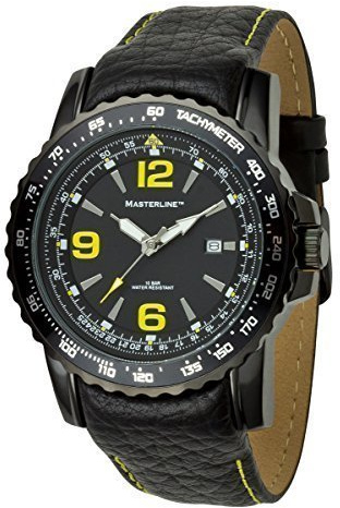 Masterline 1966 Herrenarmbanduhr 100m Leder schwarz Tachymeter ML06139003