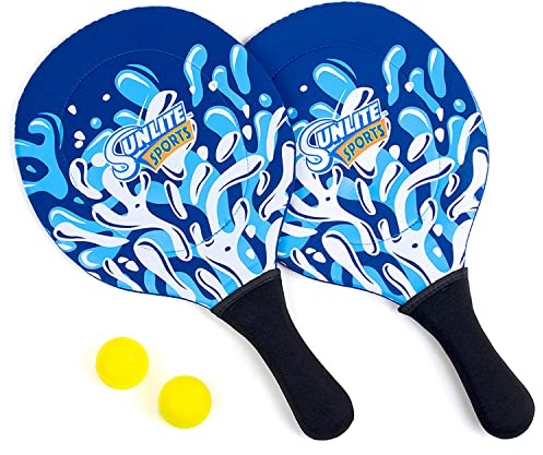 Sunlite Sports Beach Paddle Game Set, 2 Paddles and 2 2 Balls, Perfect for Backyard Fun or Outdoor or Beach or Lawn., Blue