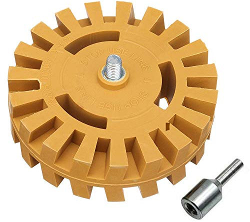 Gasea 4-Inch Car Decal Remover Wheel, 26mm Thick Rubber Eraser Wheel with Drill Adapter Kit, Vinyl Sticker Pinstripe Adhesive Removal Tool for Cars, Trucks, RVs