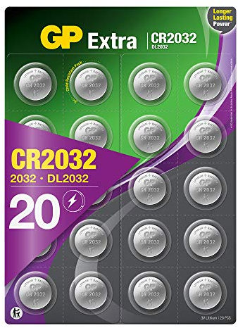 CR2032 - Set da 20 | GP Extra | Batterie al Litio a Bottone CR 2032 da 3V - Lunga Durata