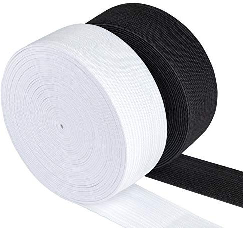 Agoer Gummiband 30mm Breit Weiß Schwarz - 2 Stück 12 Meter (13 Yards) Gummilitze Elastisches zum Nähen, Elastic Band für Haushalt DIY Handwerk (30 MM)