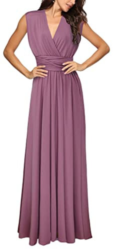 Onsoyours Femme Sexy V-Col Robe Elégante Soirée sans Dos Cocktail Robes Multi-Style Demoiselle d'honneur Mariage Fête Longue Bandage Noces Long Dress Rose Foncé S