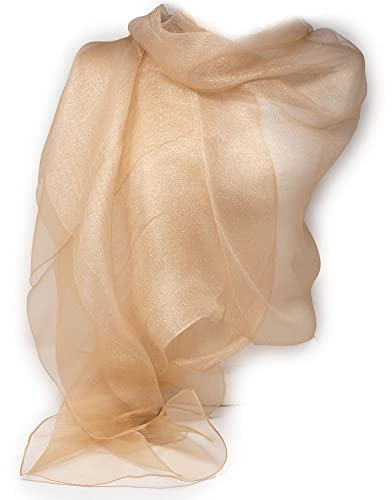 Stola cerimonia elegante coprispalle grande da matrimonio per abito da sera giorno ragazza signora anziana misto seta lurex brillantini foulard scialle sciarpa primavera estate 2026 Champagne