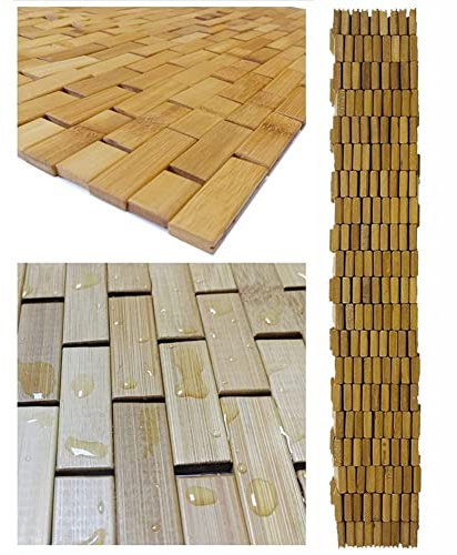 Badematte Aus Natürlichem Bambus, Holztürmatte Küchenboden Badteppich, Badezimmer Dusch- Und Wannenmatten, Badematte Aus Holz Für Spa Oder Sauna (Farbe : Natural Color, Größe : 60x90cm)