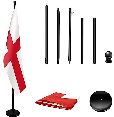 IN WHICH BAY Mât télescopique d'intérieur avec base - 200 à 252 cm - Mât de drapeau d'intérieur commercial en aluminium avec embout noir - Kit de mât de drapeau d'intérieur robuste pour bureau, école,