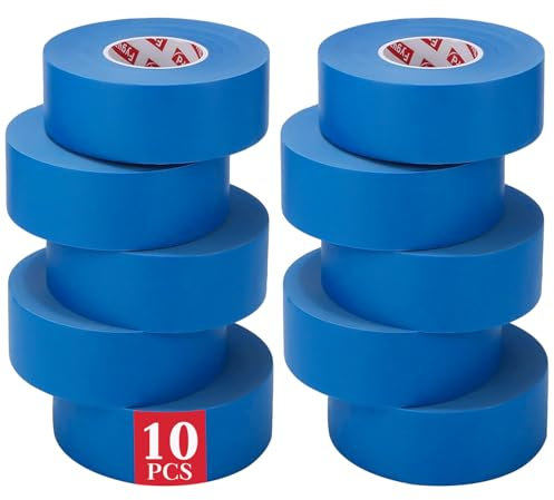 Fyguard 10 Rolls Blue Painters Tape, 24mm x 50m Masking Tape Decorators Tape Paper Tape Heat Resistant Waterproof for Painting Work Edge Treatment Color Separation