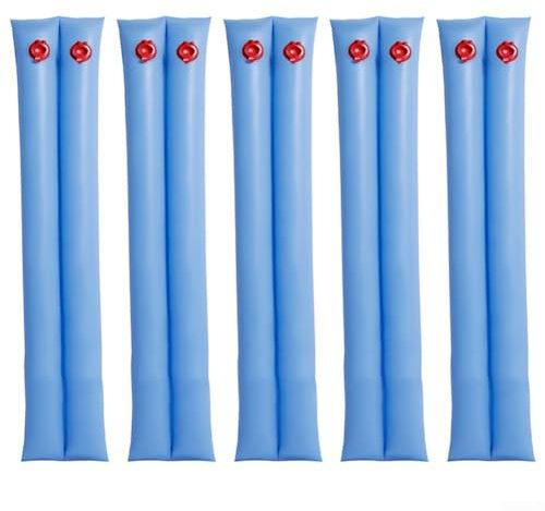 babominimer Bolsas de agua para cubierta de piscina, paquete de 10 tubos de protección de invierno de 8 pies, resistentes al frío, pesos de PVC para piscinas rectangulares sobre el suelo, azul (10