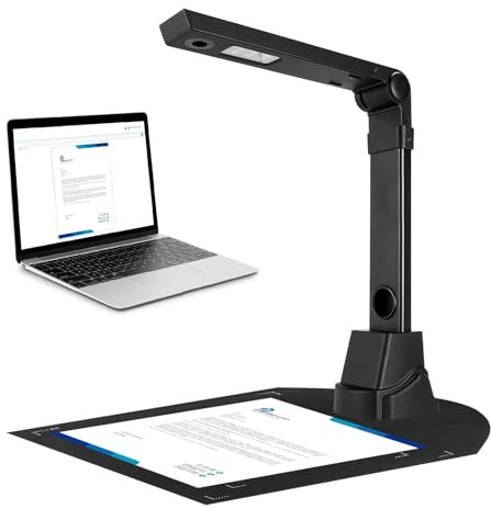 12 MP bärbar dokumentskanner, A3-storlek högupplöst dokumentkamera och skanner, flerspråkig OCR-igenkänningskapacitet, USB-dokumentkamera för lärare kontor (för Windows)