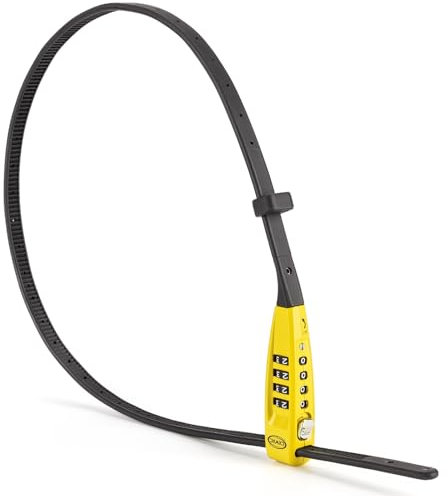 CXWXC Zip Tie Lock - 4-Digit Combo Cable Locks for Bike Motorcycle Helmet, Skateboard, Skis, Snowboard, Stroller & Cabinet - Ideal for Lightweight Security (Yellow, 70CM)