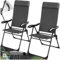 tectake® Gartenstuhl Hochlehner, Gartenmöbel Set, Liegestuhl 7-Fach verstellbar, Klappstuhl, Campingstuhl, Klappstühle Balkon Möbel, Camping Stuhl, Gartenstühle - anthrazit, 2er Set