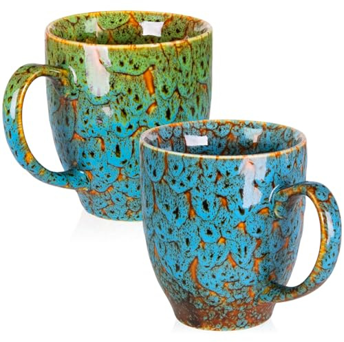 ARTKETTY Coffee Cups Set of 2, 16oz/450ml Large Coffee Mugs with Ergonomic Handle, Ceramic Mugs Dishwasher & Microwave Safe, Ideal Tea Mugs for Home, Office, Gifts