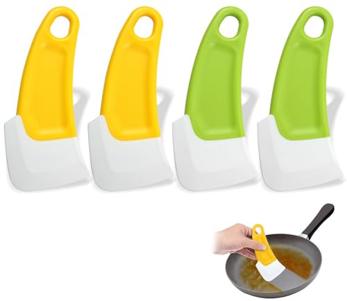 Confezione da 4 raschietti da cucina in silicone, strumenti multiuso per la pulizia di pentole, padelle, ciotole e pentole antiaderenti