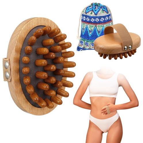 ElevateTech Lot de 2 brosses à pression Meridian - Outil de massage thérapeutique pour la graisse du ventre - Brosse de massage en bois pour façonner le corps, soulager les douleurs musculaires