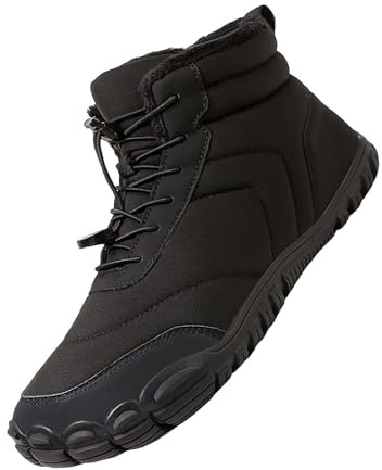 Chaussures pieds nus pour homme - Larges - Chaussures de randonnée en cuir semi-hautes antidérapantes - Bottes de neige chaudes avec fourrure - Chaussures de trekking confortables - Chaussures