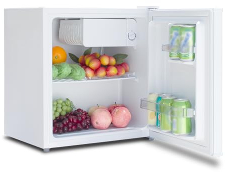 Techomey Mini Kühlschrank 45L, Kühlschrank klein ohne gefrierfach, Minikühlschrank mit Umkehrbare Tür, kleiner kühlschrank leise für Küche,Büro,Schlafzimmer,kleine Wohnungen, Hotels,0-10℃, Weiß