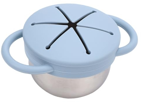 Generic Tasse à Collation pour bébé en Acier Inoxydable, Récipient sans Déversement pour les Tout-petits, Boîte à Collation pour les Sorties, les Pique-niques, en Acier Inoxydable (BLUE)