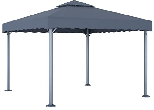 Gazebo Tonnelle de barbecue, tonnelle 300 x 300 cm, anthracite, aluminium, pour pelouses, terrasses, patios