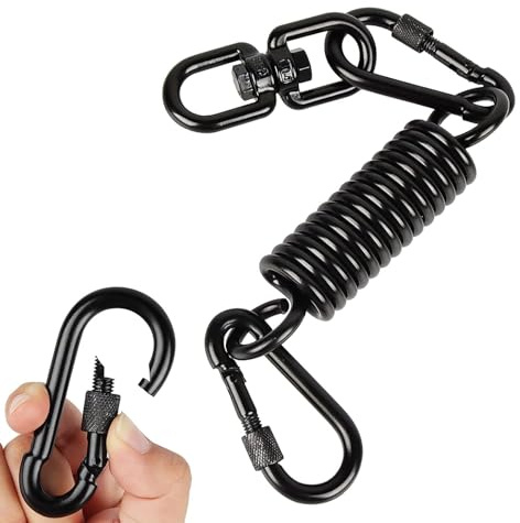 Aoligei Molla oscillante per poltrona sospesa, molla di carico fino a 250 kg, poltrona sospesa con 2 moschettoni e ganci girevoli a 360°, molla di sospensione per sacco da boxe, hammock (nero)